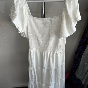Elegant White Smocked Dress